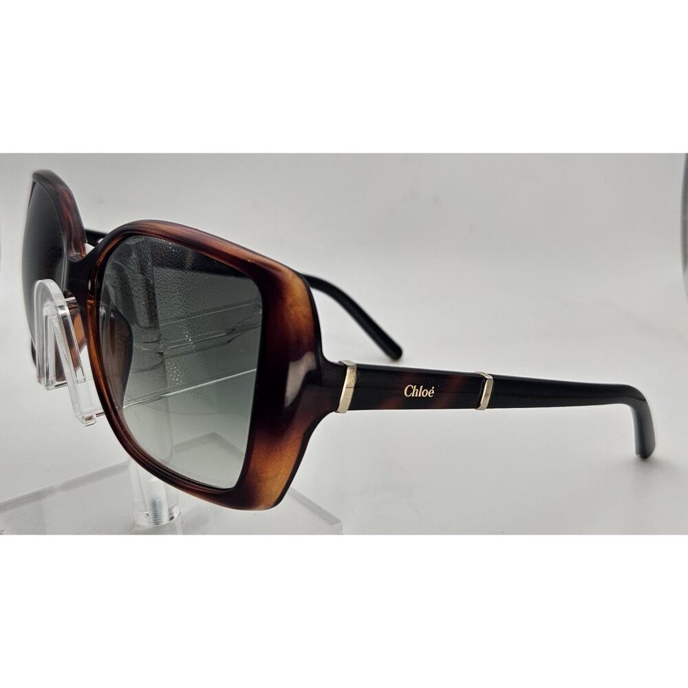 Chloé Oversized Tortoiseshell Sunglasses Green Gradient Lenses Made in Italy K9